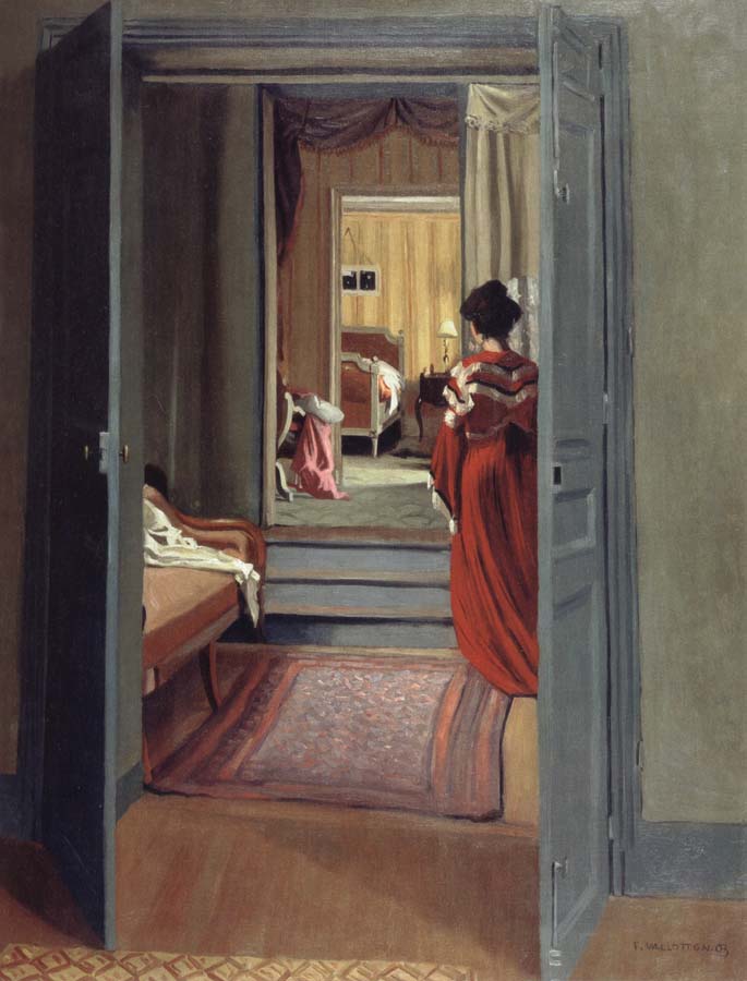 Interior with Woman in red